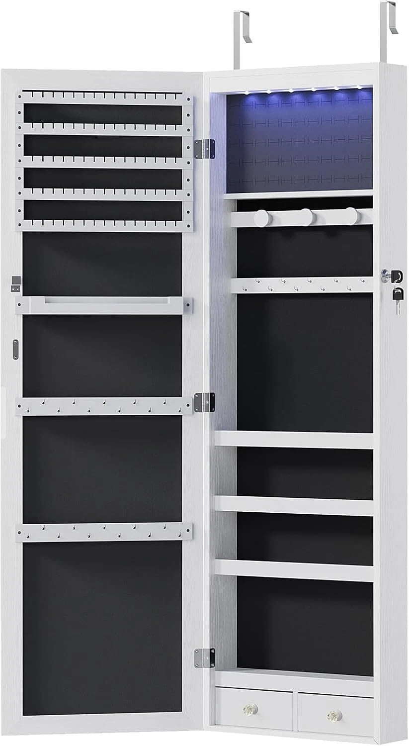 Jewelry Lockable Cabinet w/ Full-Length Mirror Wall Door Mount Organizer Storage | eBay