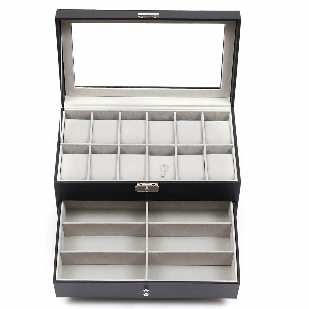3 Layers Jewelry Storage Box 25 Slots Watch Sunglasses Organizer Display Case | eBay