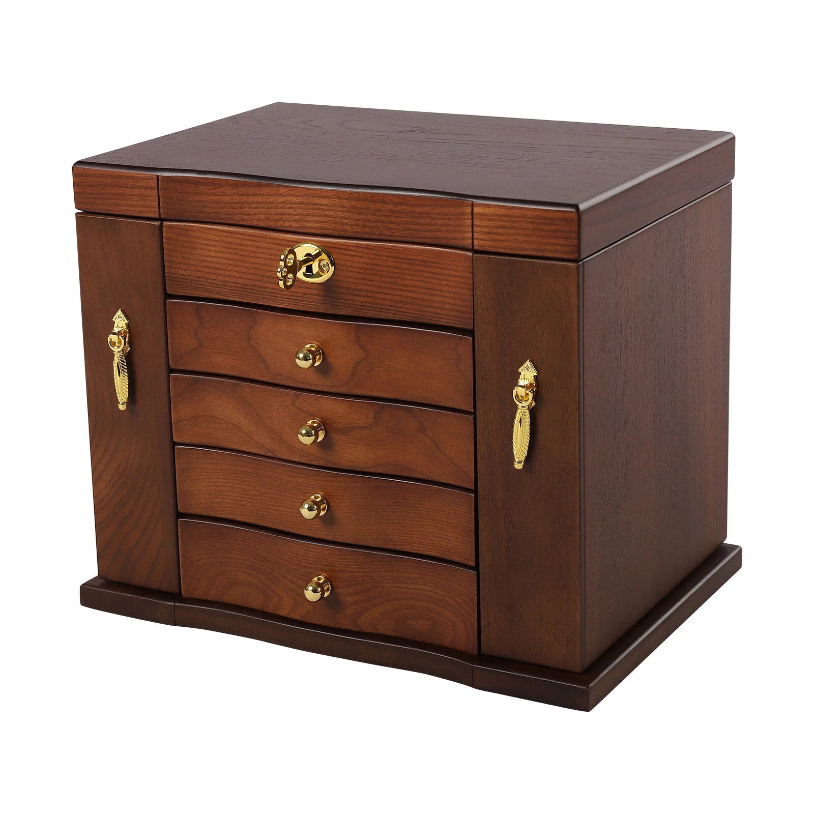 Wooden 5 - Layer Large 4 Drawers Jewelry Box Fit Wowen With Mirror Organizer Box | eBay