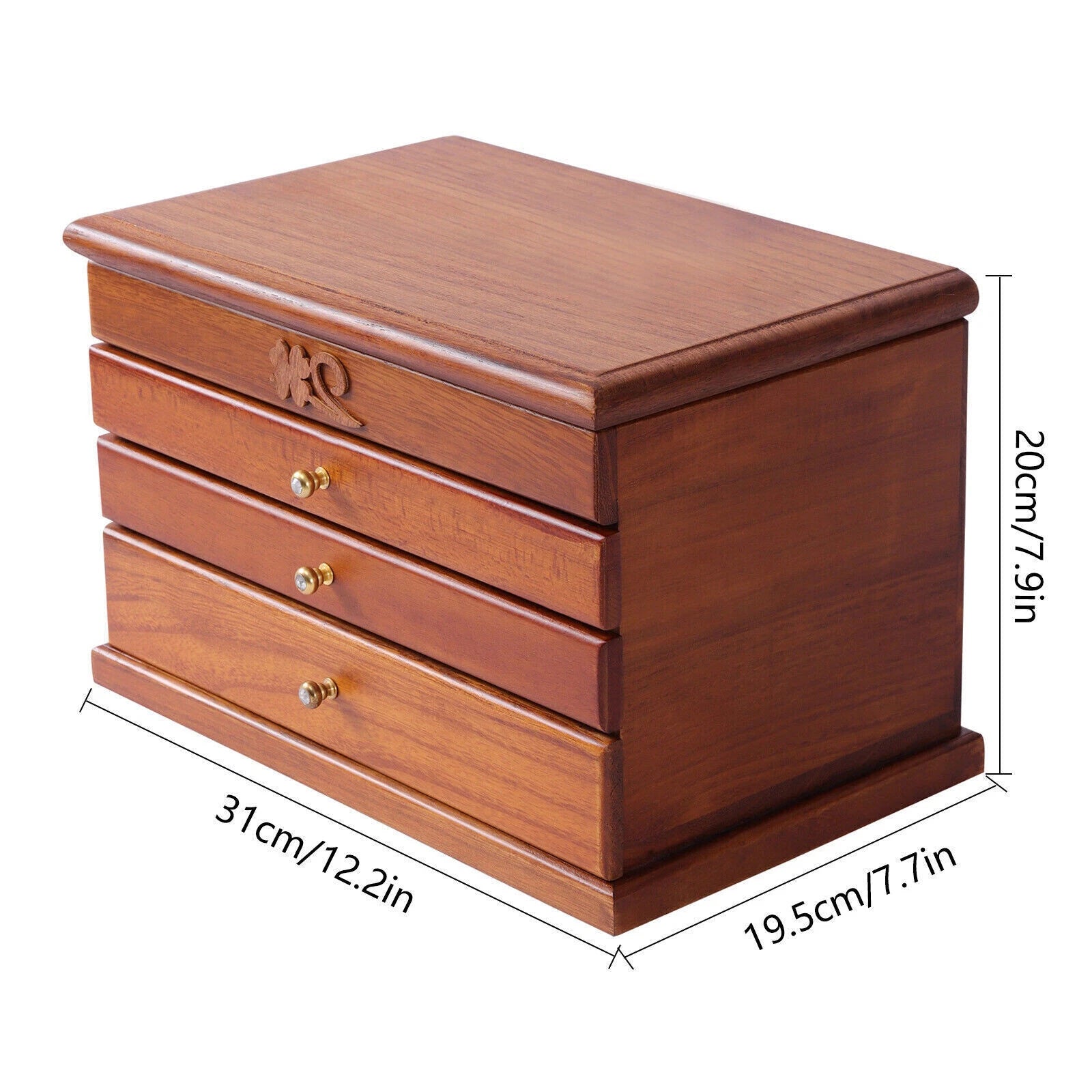 Jewelry Storage Box Ring Earrings Organizer Case with Drawer 4 Layers Wooden | eBay