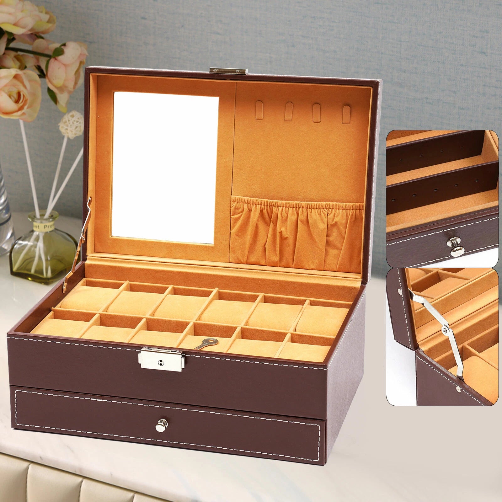 Watch Box Case Organizer 12 Slot Watches Holder Jewelry Storage Display Box Gift | eBay