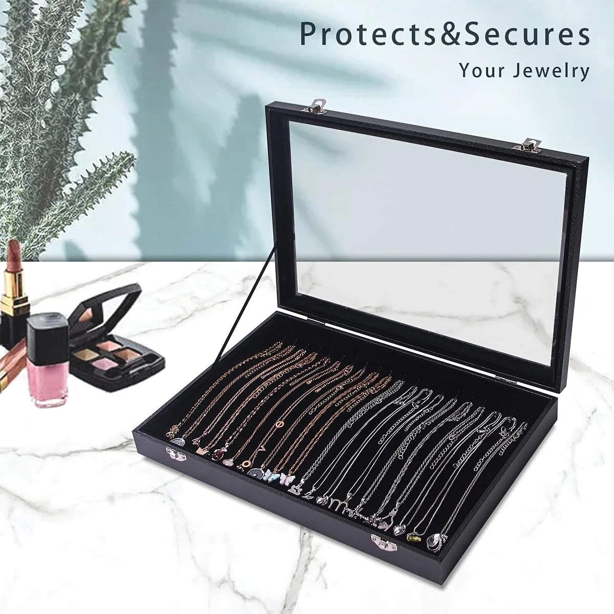 ByKen 20 Hooks Necklace Organizer Box/Tray, Chains Showcase Storage Boxes for... | eBay
