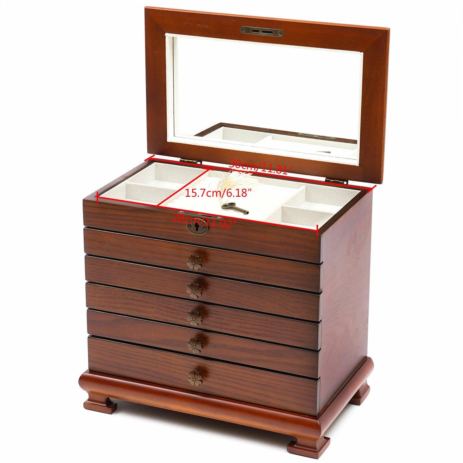 6 Layer Wooden Jewelry Storage Box Organizer Large Capacity Watch Display Box | eBay