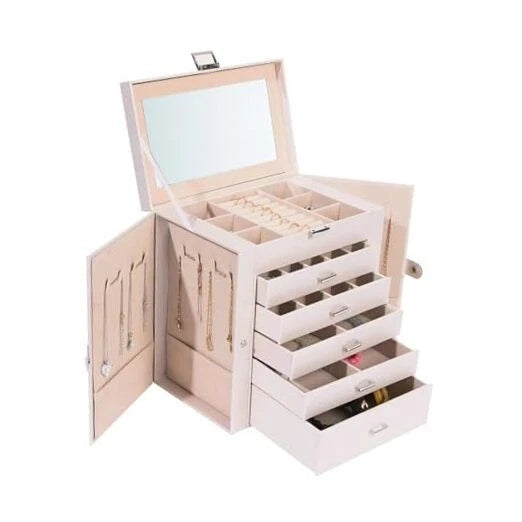 Jewelry Box for Women, 6 Layer Large Jewelry Holder Organizer with Pearl White | eBay