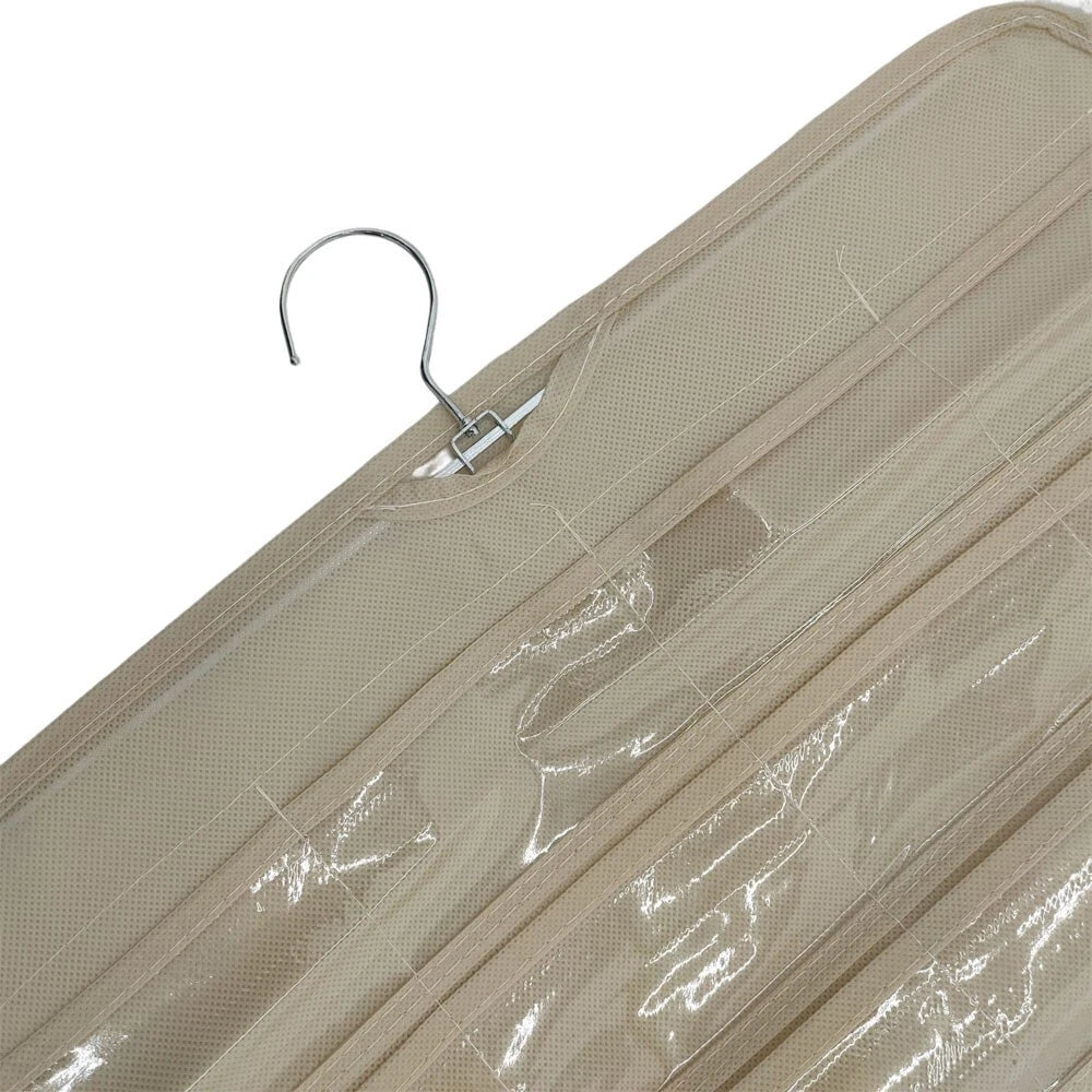 80 Pocket Hanging Jewelry Organizer Non-woven Fabrics Vinyl Metal Hanger Beige | eBay
