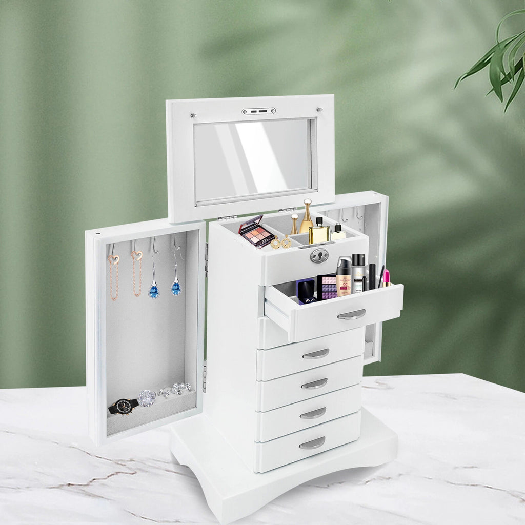 Jewelry Cabinet 7 Layers Large Capacity Jewelry Storage Box Organizer W/ Key | eBay
