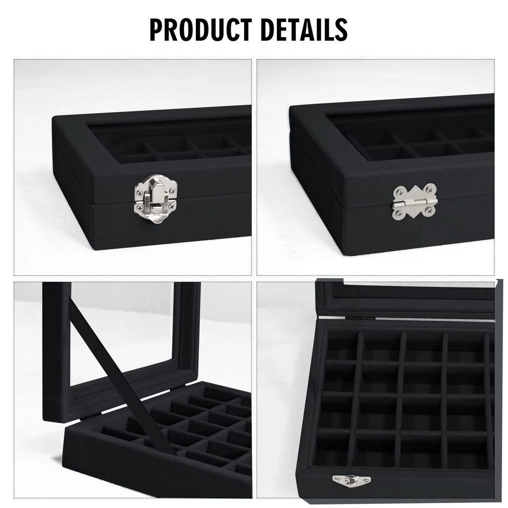 Velvet Jewelry Box 24 Grid Jewelry Ring Display Organiser Box Tray Holder Ear... | eBay