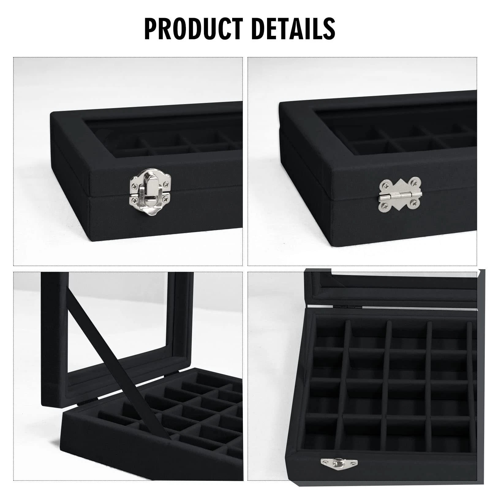Velvet Jewelry Box 24 Grid Jewelry Ring Display Organiser Box Tray Holder Ear... | eBay