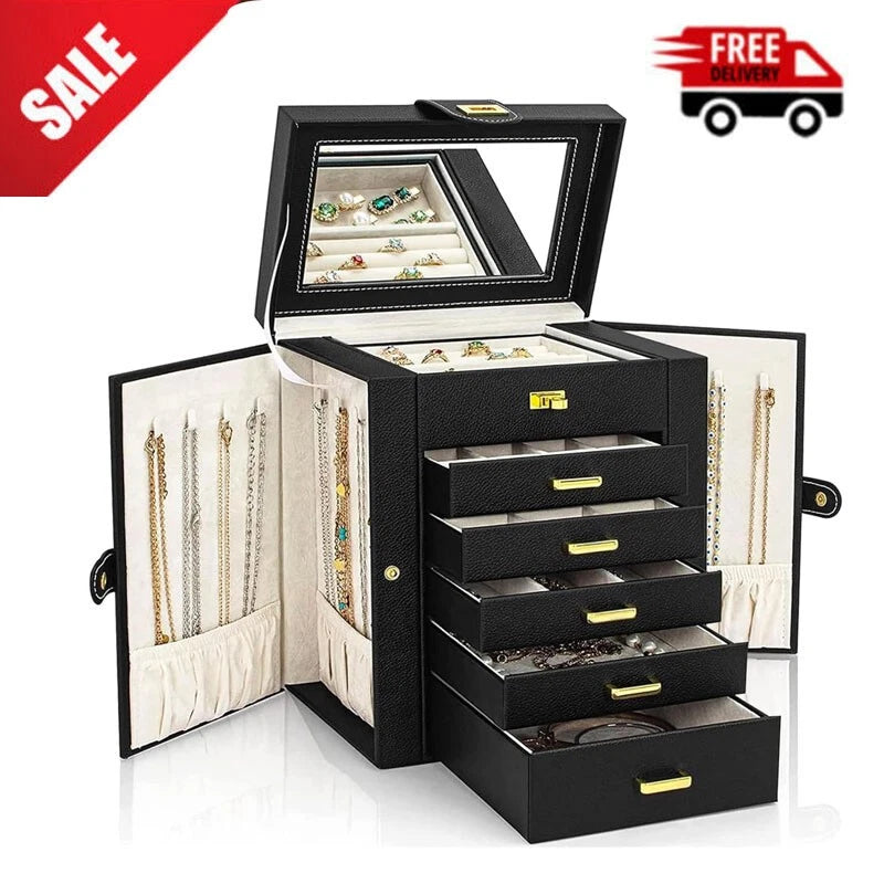 Jewelry Box Organizer for Women Girls Functional Leather Jewelry Storage Case US | eBay