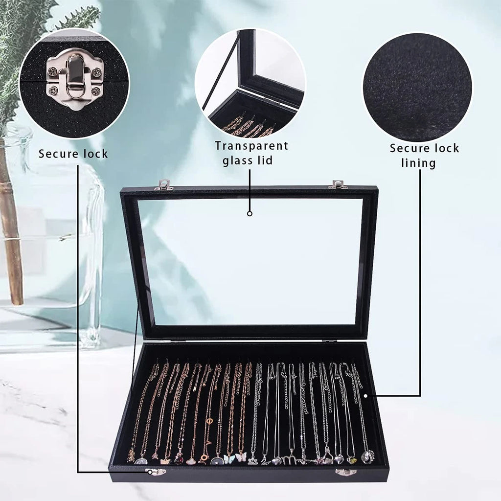 ByKen 20 Hooks Necklace Organizer Box/Tray, Chains Showcase Storage Boxes for... | eBay