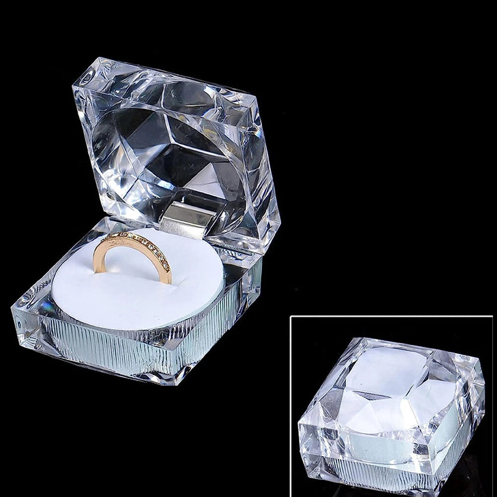 12 x Clear Crystal Ring Gift Boxes Earrings Jewelry Storage White Box | eBay