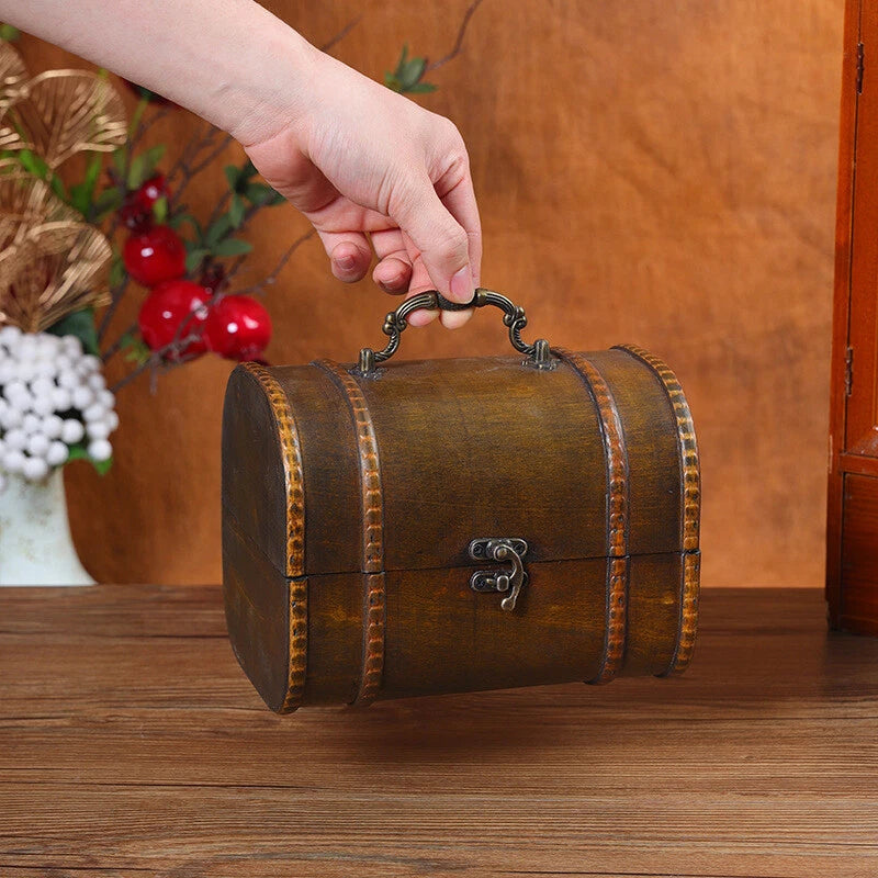 Retro Storage Holder Wood Suitcase Jewelry Box Treasure Desktop Organizer Props | eBay