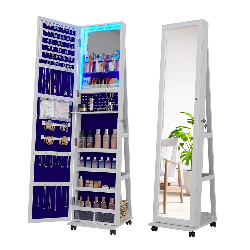 360° Swivel Jewelry Cabinet for Bedroom Full Length Mirror with Lock | eBay