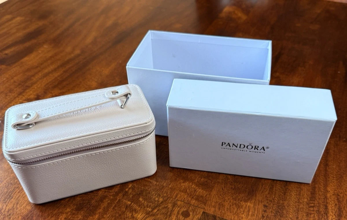 NIB Pandora Portable Jewelry Box Travel Organizer Handled Beige | eBay