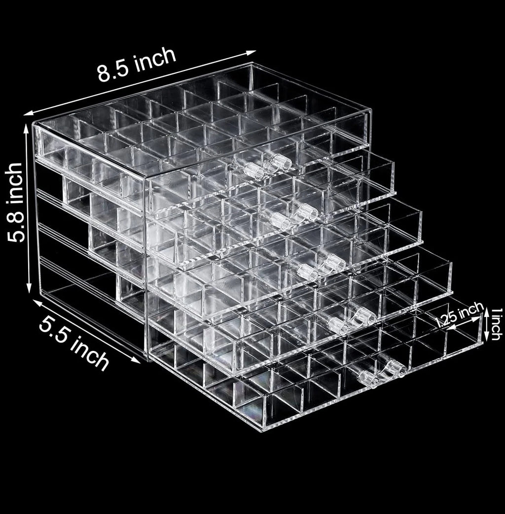 Acrylic Jewelry Storage Box Earring Holder with 5 Drawers, 120 Grids Jewelry Org | eBay