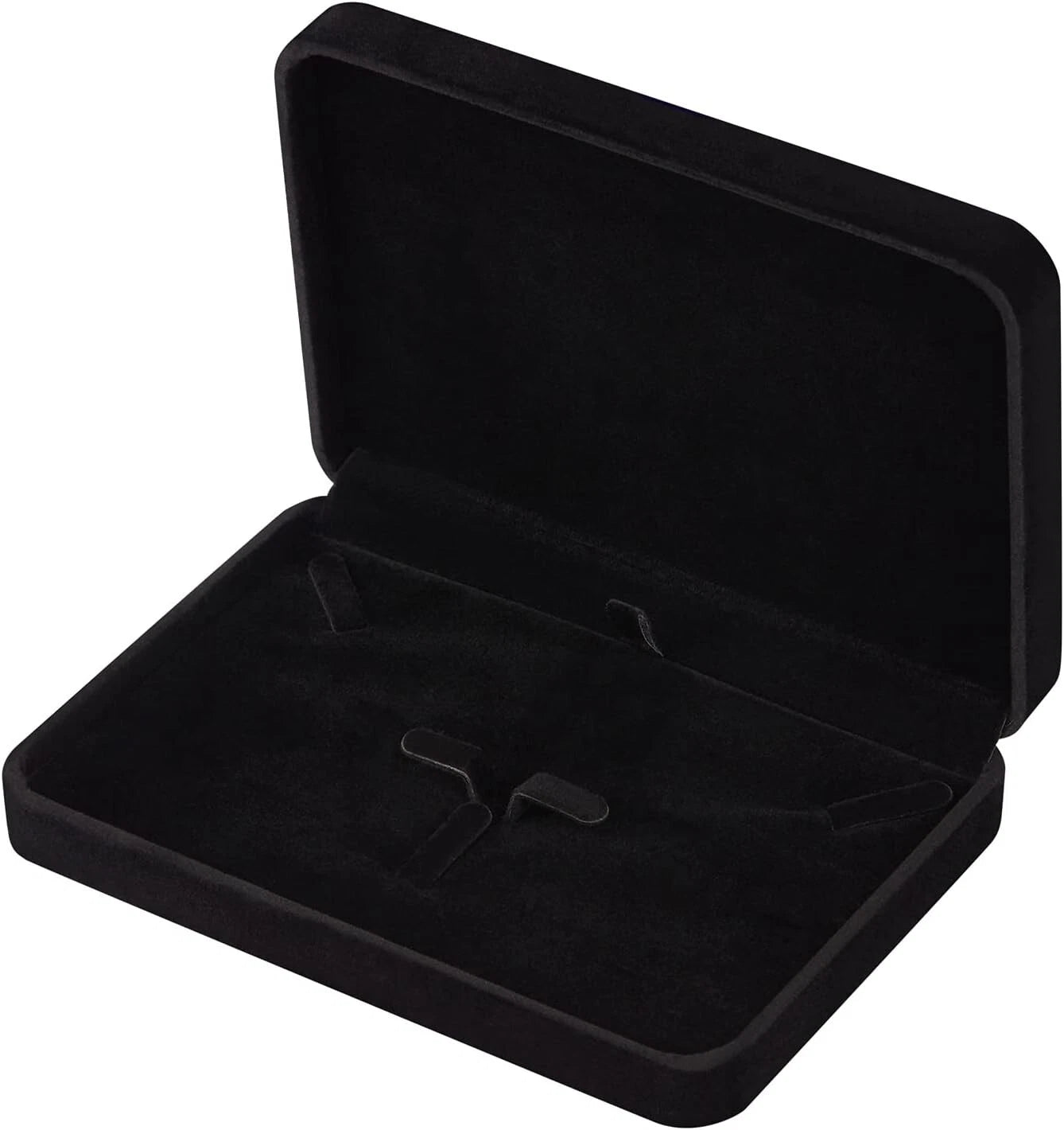 Large Velvet Jewelry Set Box for Necklace & Ring Earring Pendant, Black BOX ONLY | eBay