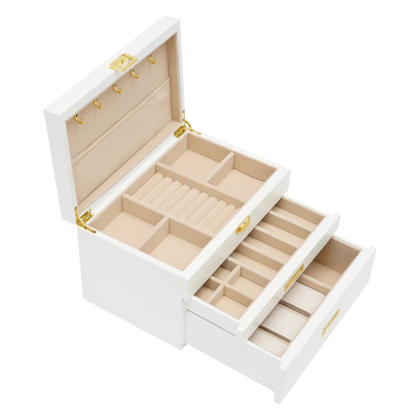 3 Layers Jewelry Storage Box W/ Safe Lock Large Capacity Organizer with 2 Drawer | eBay