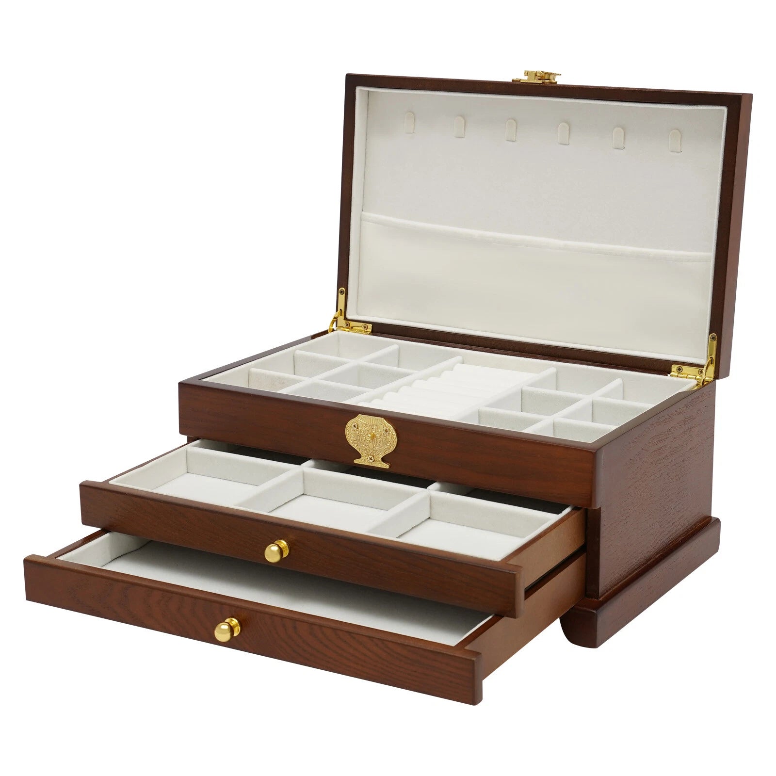 Elegant 3-Layer Jewelry Box with Pull-Out Drawer for Organized Storage | eBay