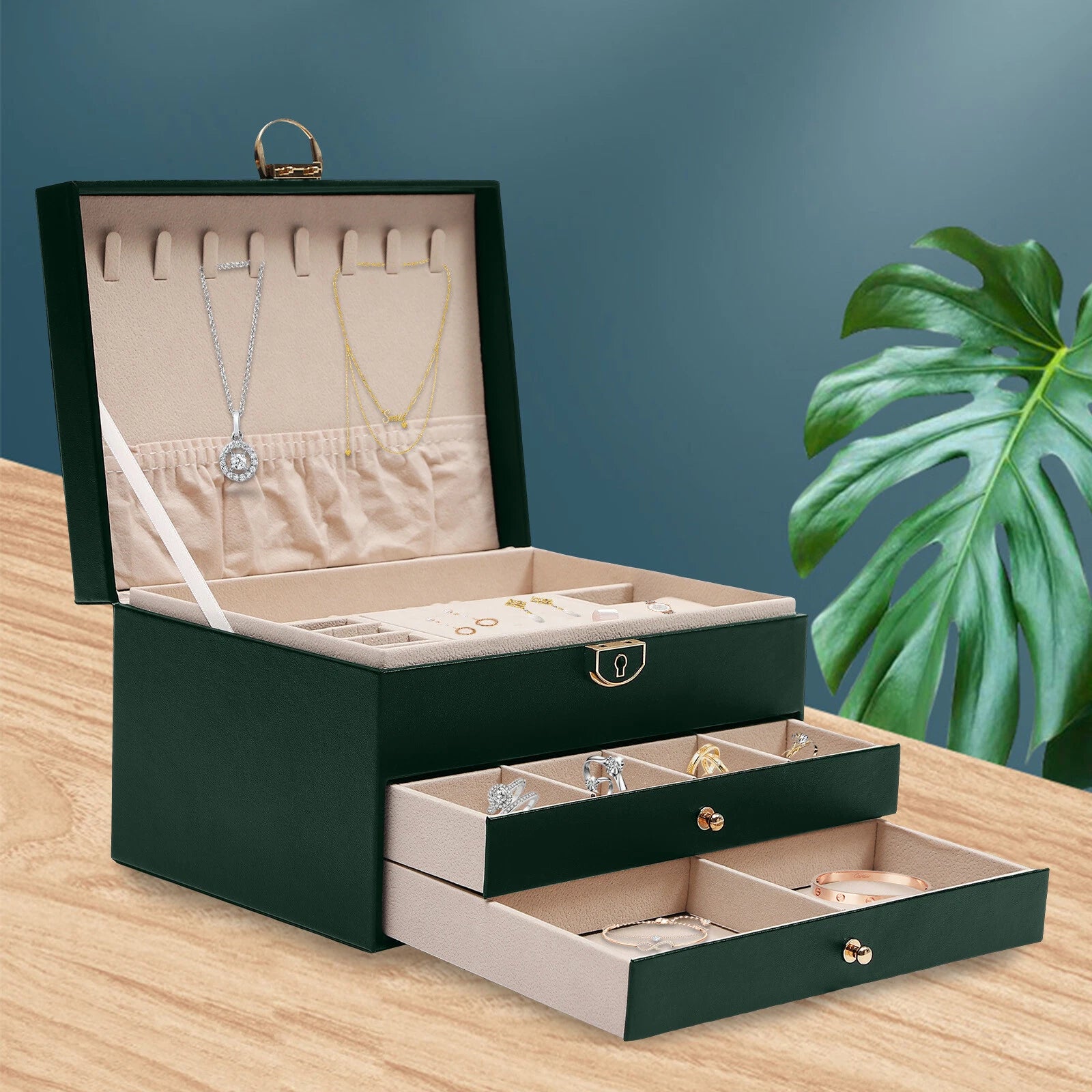 3 Tiers Modern Watch Box Display Jewelry Case Storage Accessory Organizer W/Key | eBay