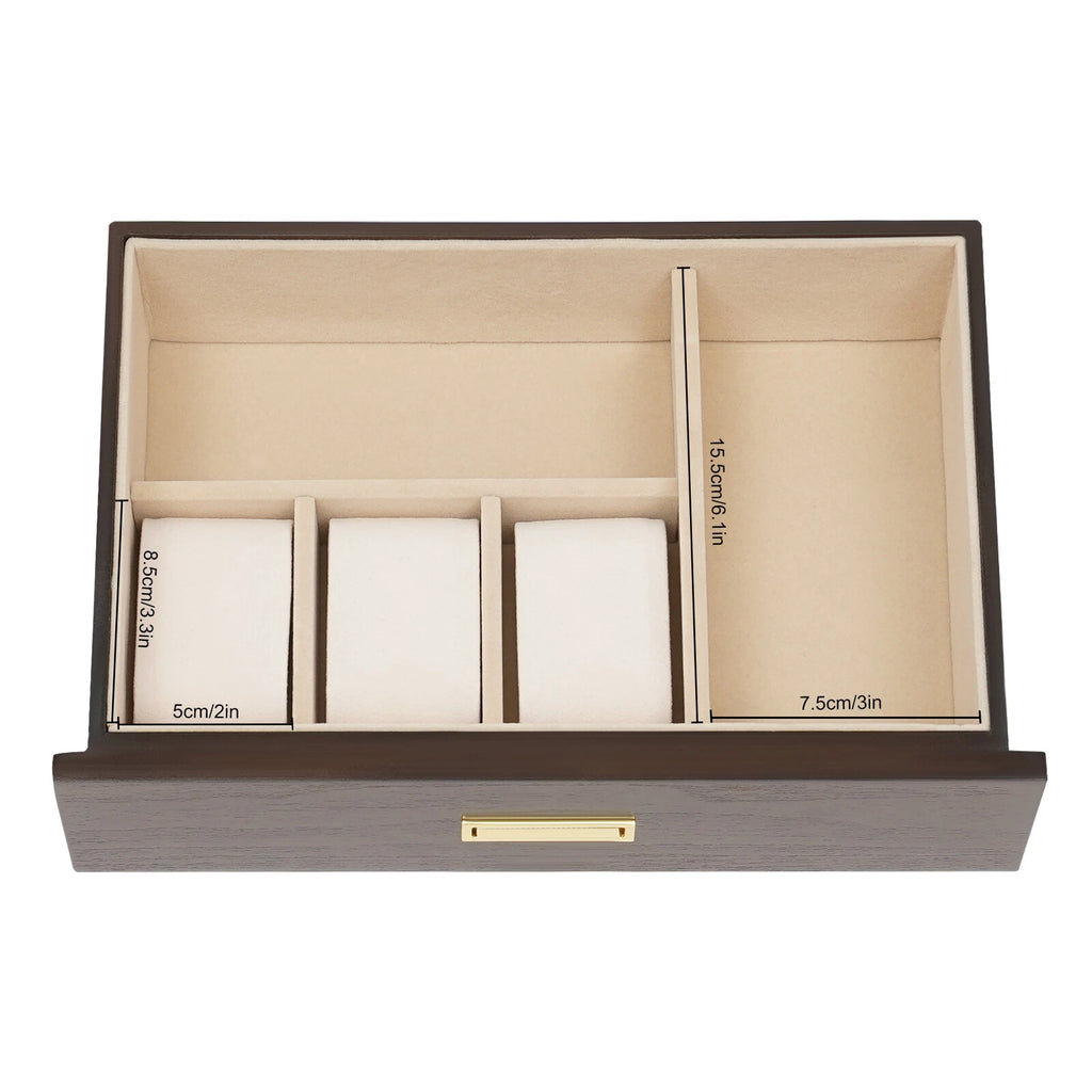 3 Layers Wooden Organizer Jewelry Storage Box with 2 Drawers Cabinet | eBay