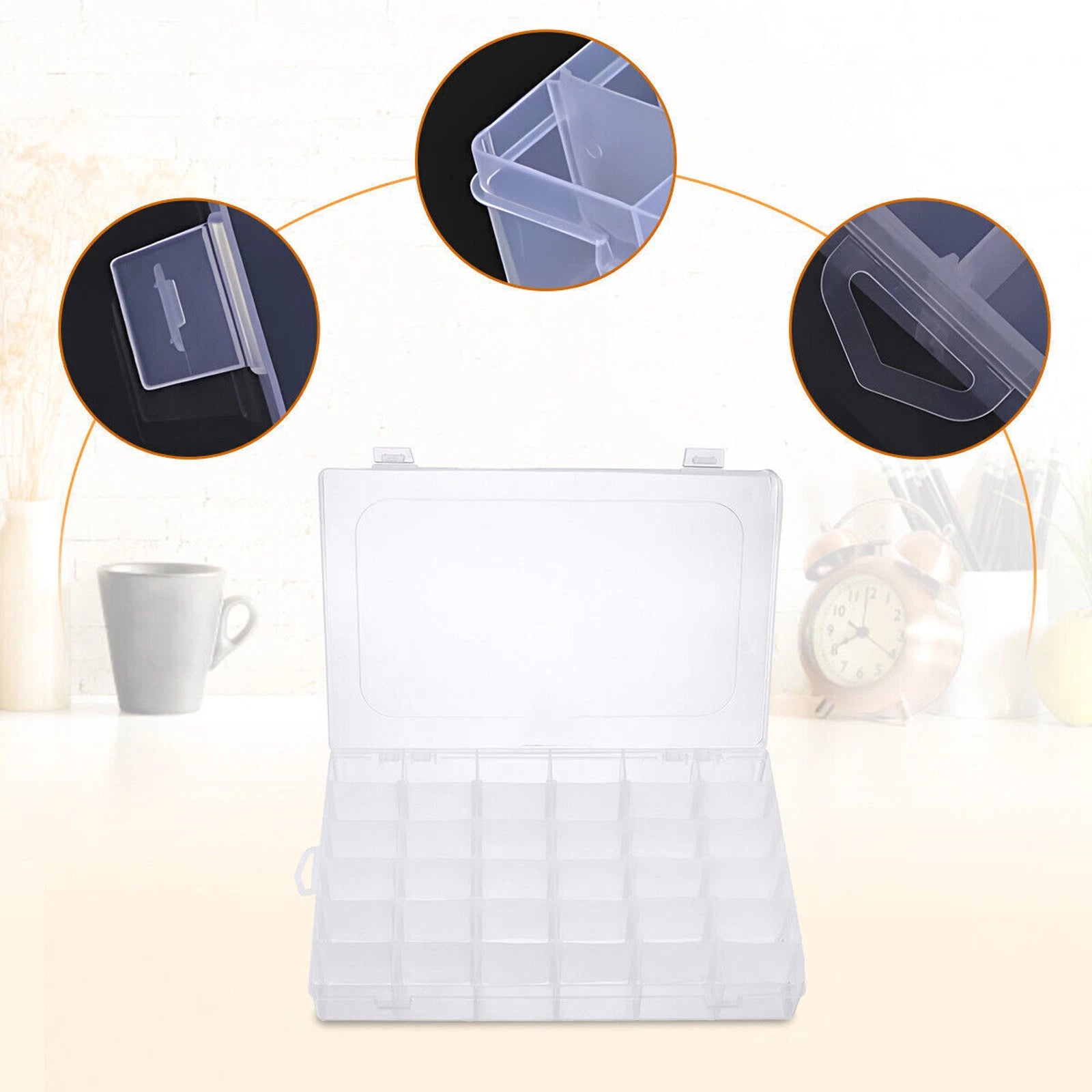 36 Grids 4 Pack Clear Plastic Organizer Box Craft Storage Compartment Container | eBay