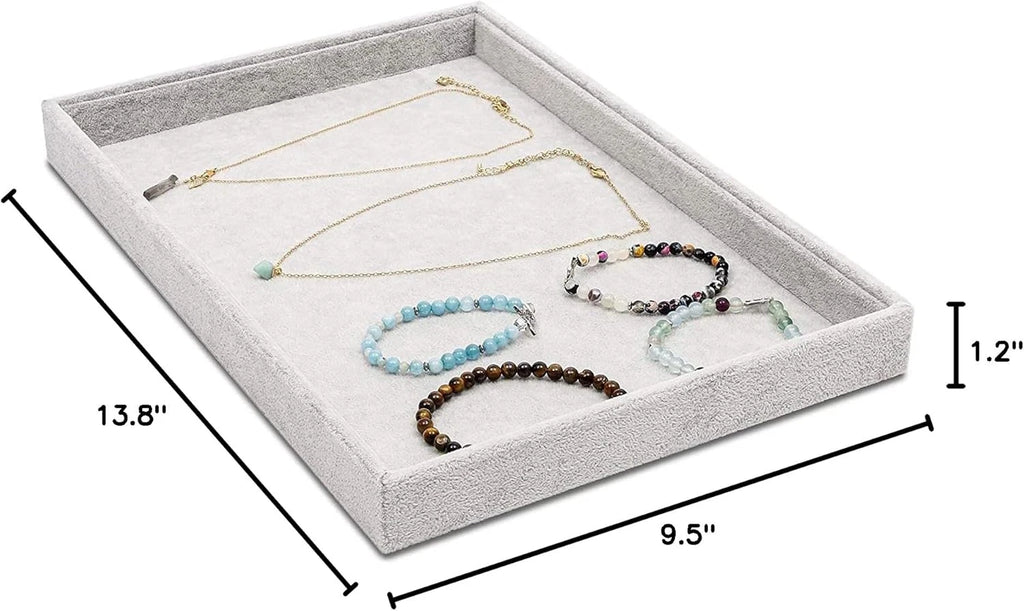 Grey Velvet Stackable Jewelry Organizer Tray for Necklaces, Rings, Display For | eBay
