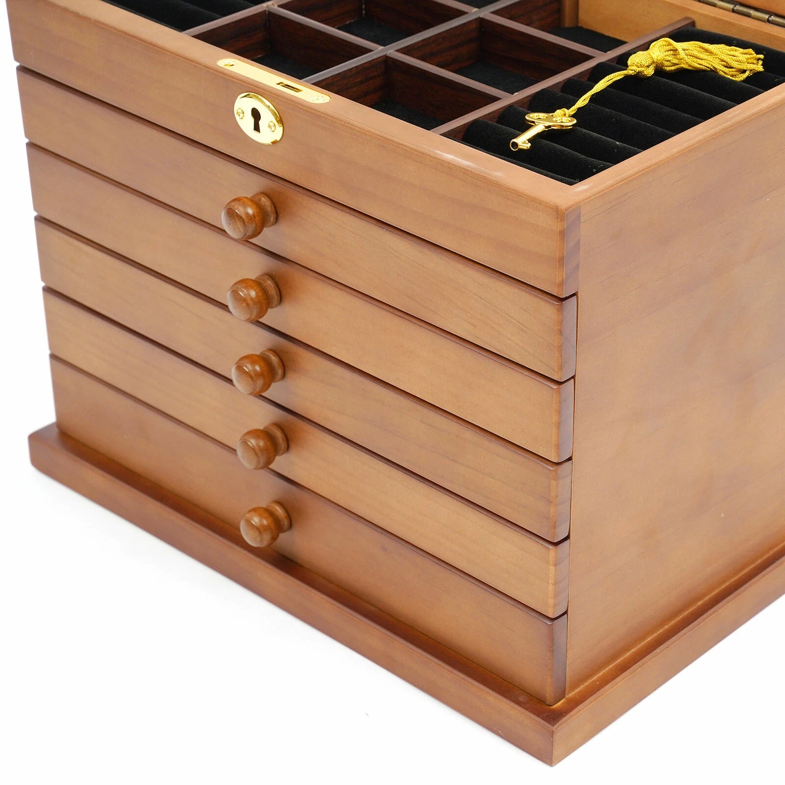 Jewelry Case Jewelry Storage Box 6 Layers Organizer Wooden Large Jewelry Cabinet | eBay