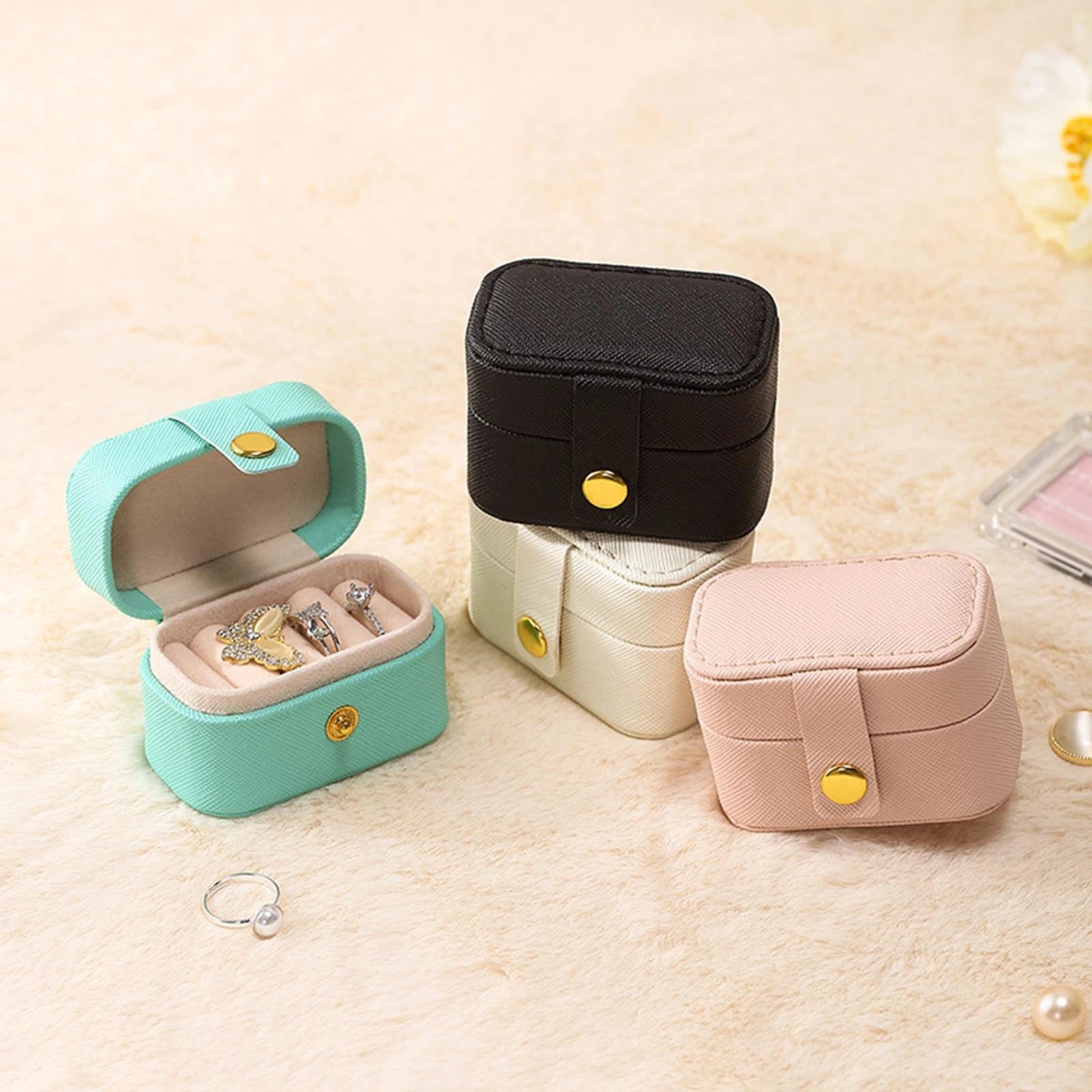 Travel Jewelry Box Portable Organizer Display Storage Mini PU Leather Rings Case | eBay
