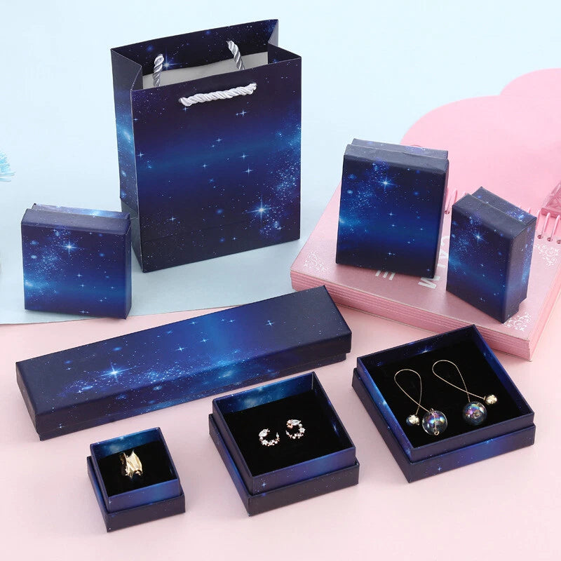 5PCS Dark Blue Star Jewelry storage Box 8Sizes Earring Necklace Ring Organizers | eBay