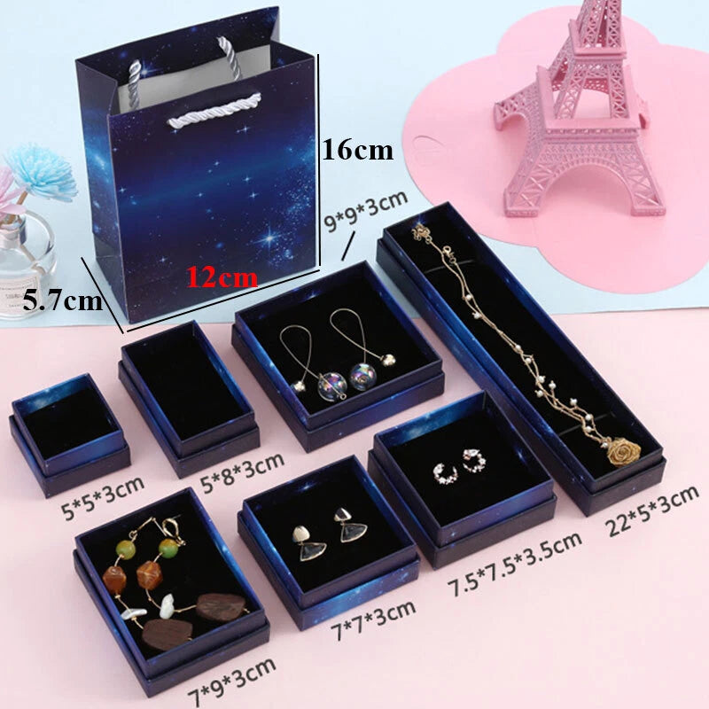 5PCS Dark Blue Star Jewelry storage Box 8Sizes Earring Necklace Ring Organizers | eBay