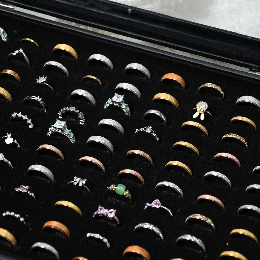 100 Slots Ring Display Case with Transparent Lid - Jewelry Storage Box & Organiz | eBay
