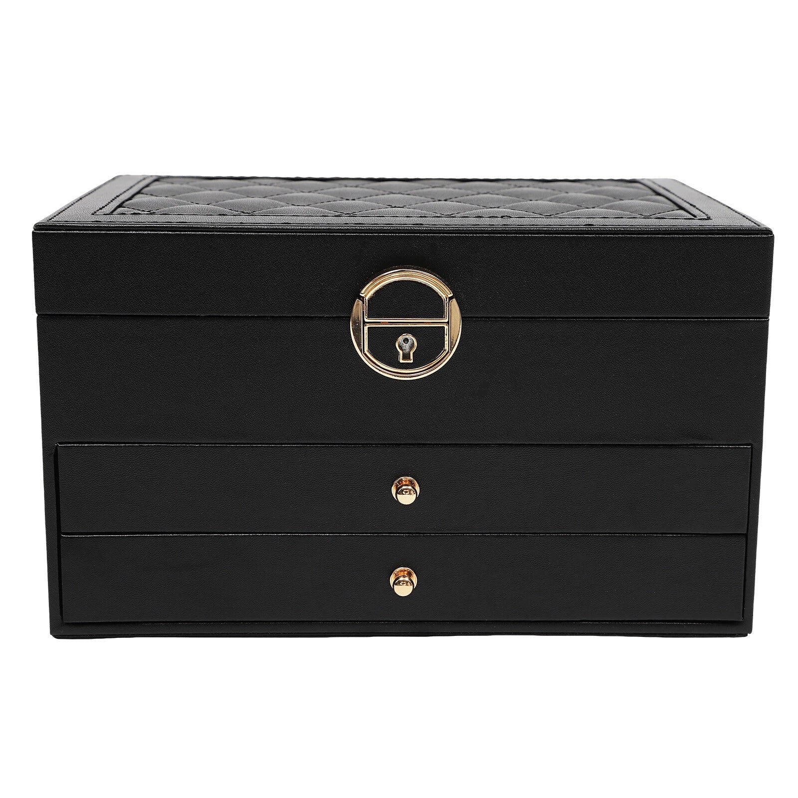 Lockable Jewelry Box Organizer PU 3tire Storage W/ 8built-in Hooks & Storage Bag | eBay