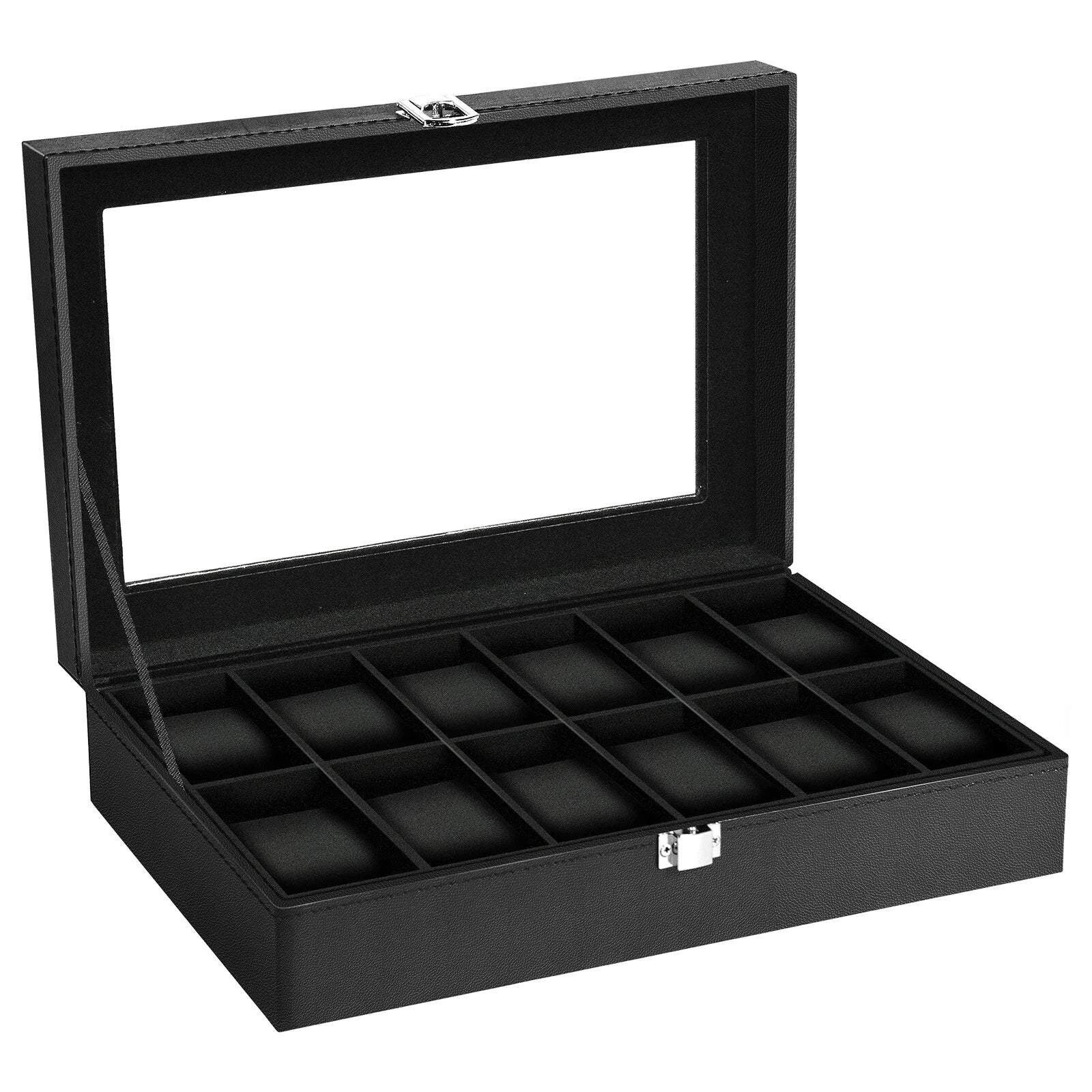 Watch Box Case Organizer Watches Holder Jewelry Storage Top Glass Display Gift | eBay