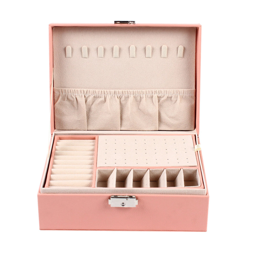 For Necklaces Rings Earrings Jewelry Box Organizer Storage Case Pink Women Gift | eBay