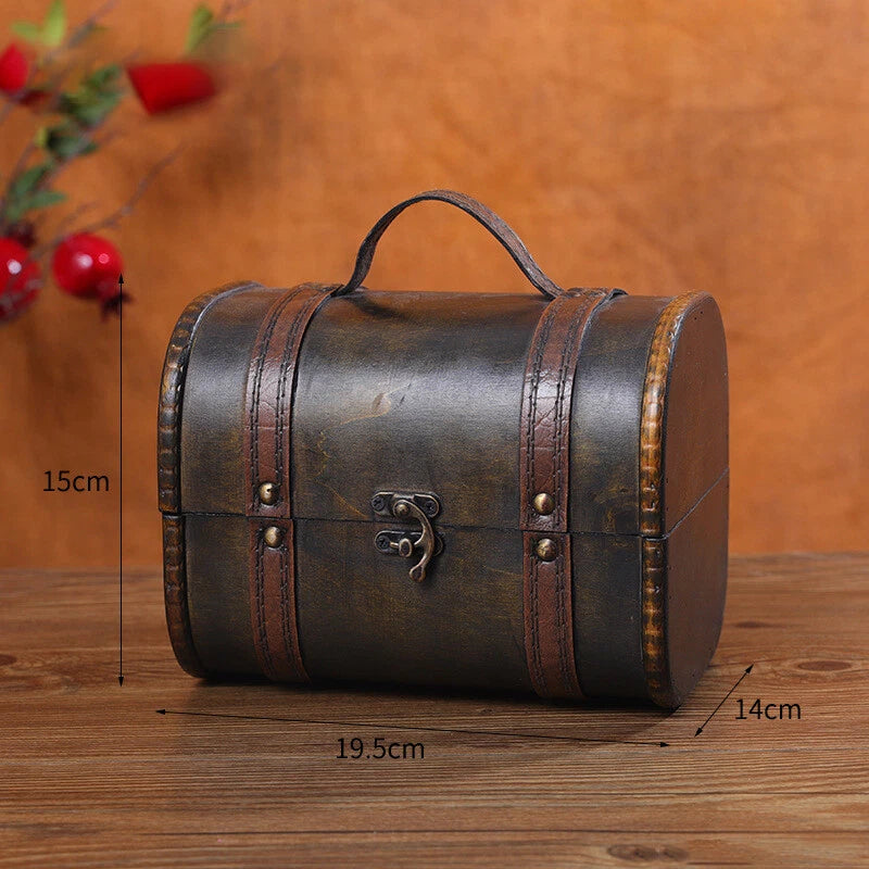 Retro Storage Holder Wood Suitcase Jewelry Box Treasure Desktop Organizer Props | eBay