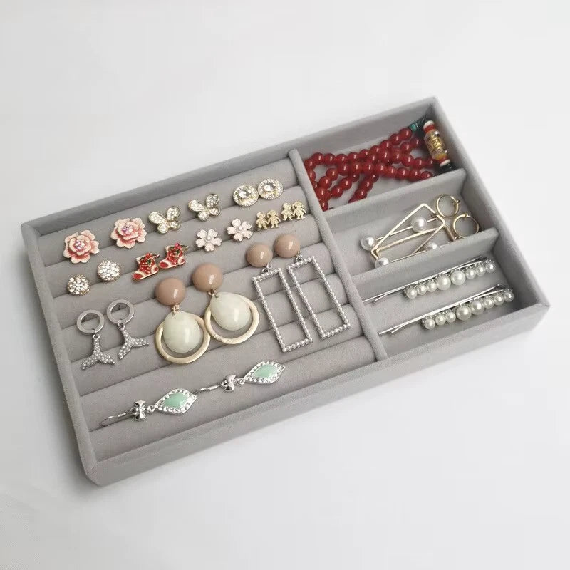 1Pc Velvet Jewelry Box Organizer DIY Earring Necklace Ring Jewelry Display Tray | eBay