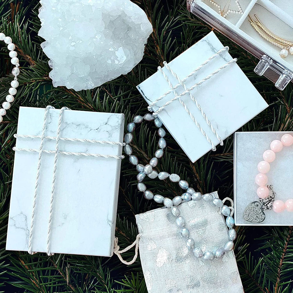 25pc Cardboard Paper JEWELRY GIFT BOX w/ Cotton Padding Insert - Marble 11 Sizes | eBay