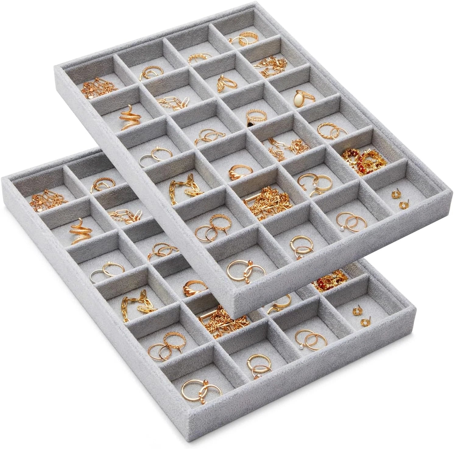 Grey Velvet Stackable Jewelry Organizer Tray for Necklaces, Rings, Display For | eBay