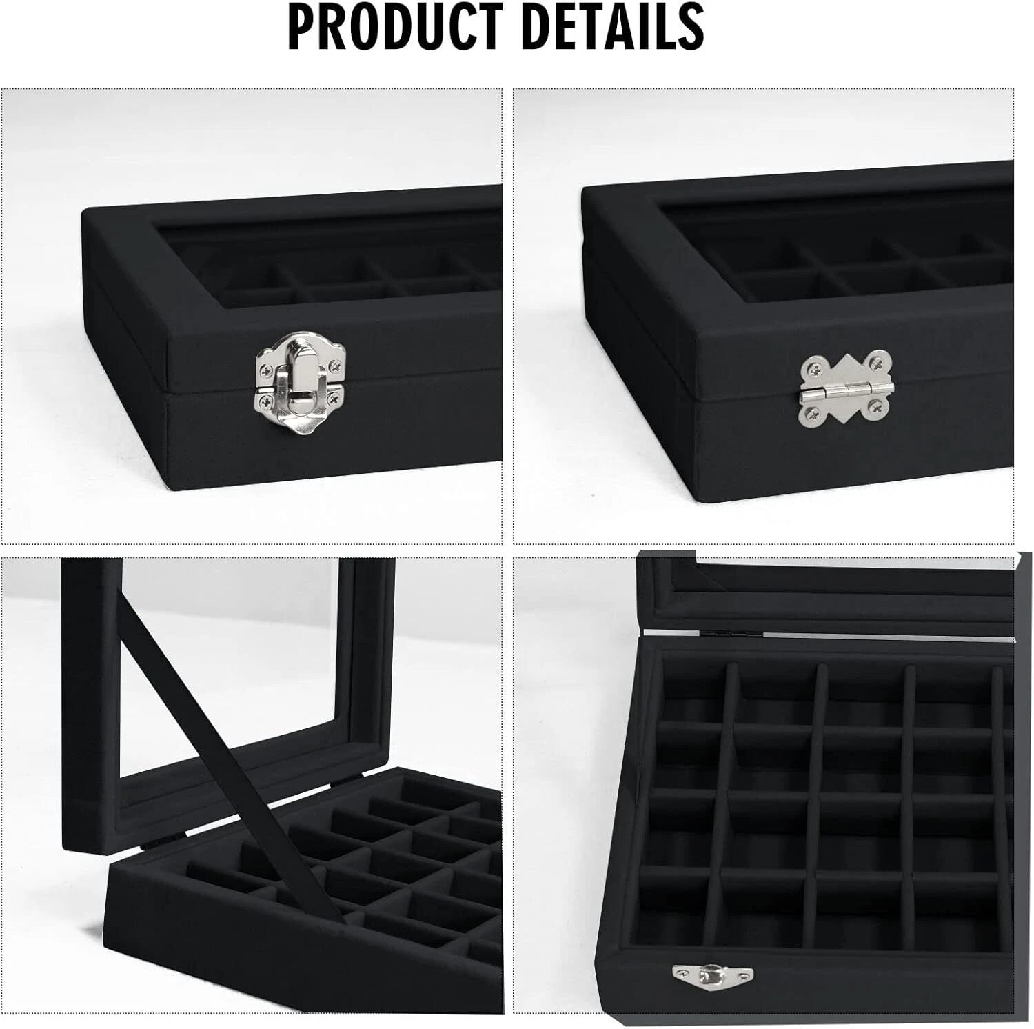 Velvet Jewelry Box 24 Grid Jewelry Ring Display Organiser Box Tray Holder Case | eBay