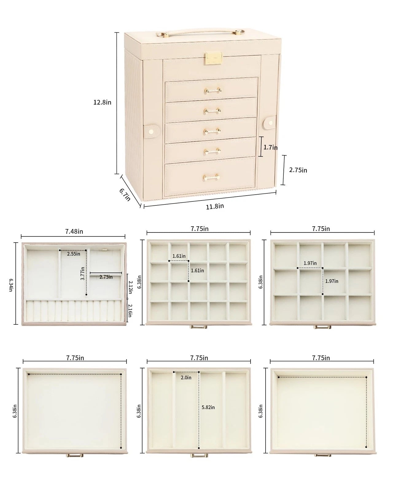 Large Jewelry Holder Organizer, 6 Layer Jewelry Box for Women Jewelry Storage... | eBay