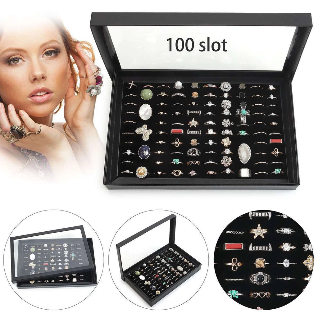 1-3 Pack 100 Slots Jewelry Ring Display Organizer Tray Holder Storage Boxes Case | eBay