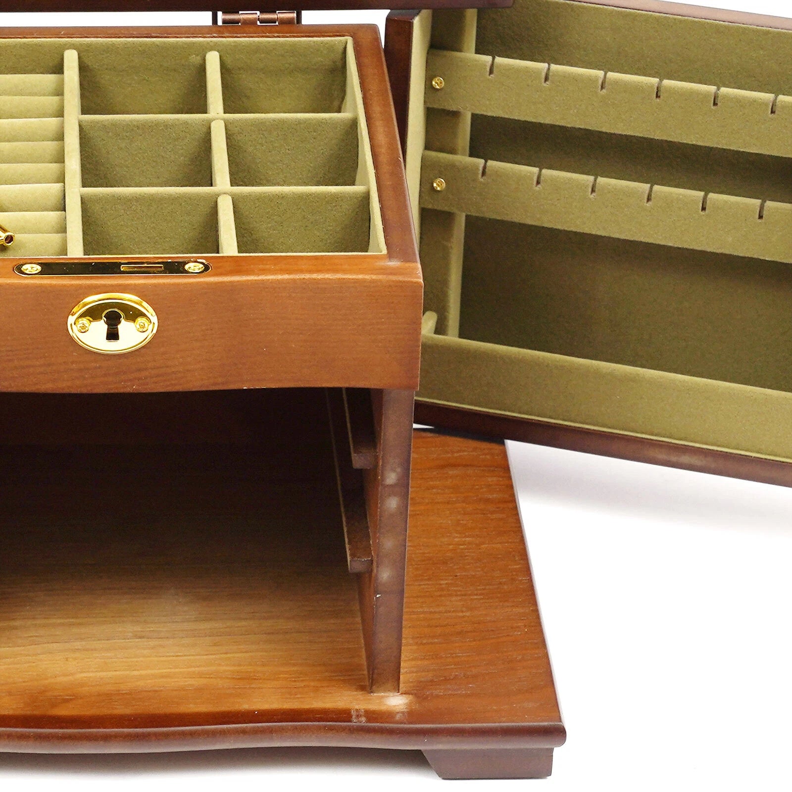 Vintage Large Wooden Jewelry Organizer Box Necklace Rings Bracelet Storage Case | eBay