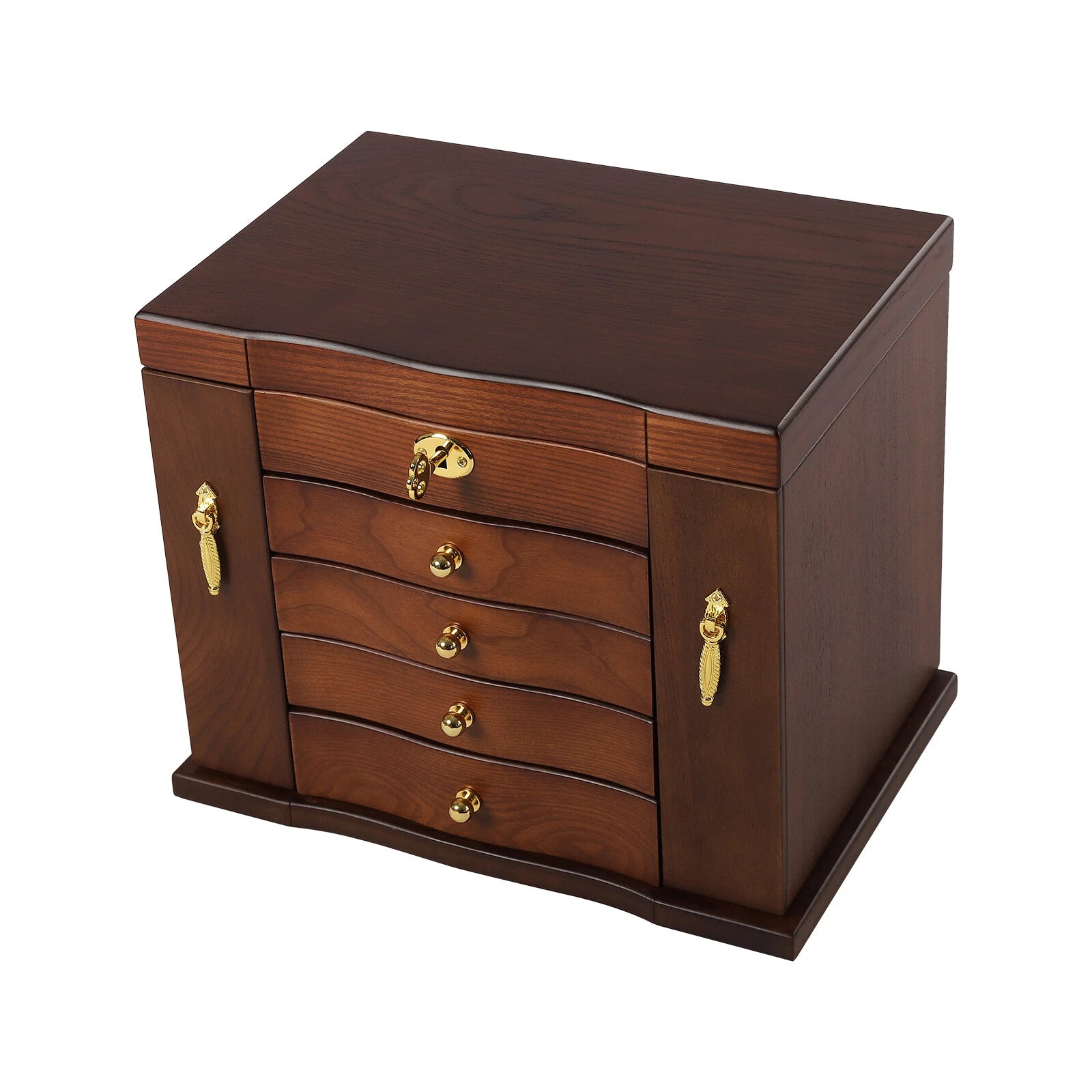 Wooden 5 - Layer Large 4 Drawers Jewelry Box Fit Wowen With Mirror Organizer Box | eBay
