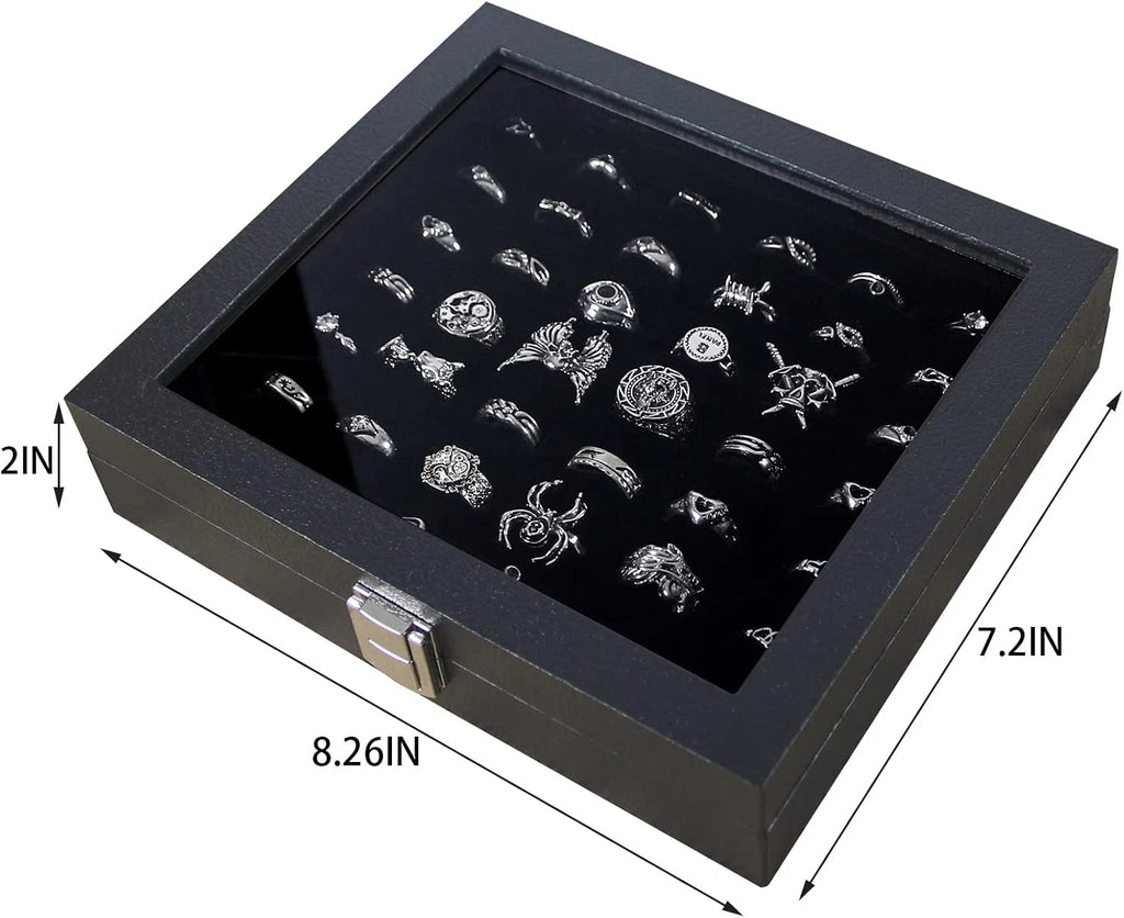 Ring Organizer Display Case, Black Jewelry Storage Tray for 42 Rings, Stackable | eBay
