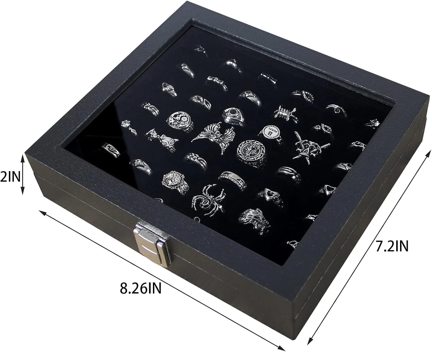 Ring Organizer Display Case, Black Jewelry Storage Tray for 42 Rings, Stackable | eBay