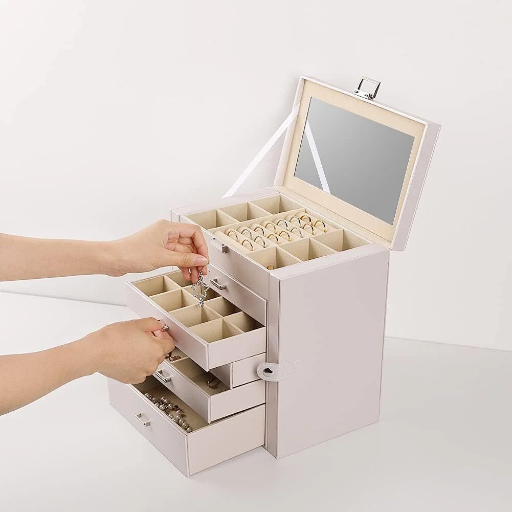 Large Jewelry Box,6-Tier PU Leather Jewelry Organizer,Multi-functional Storage | eBay