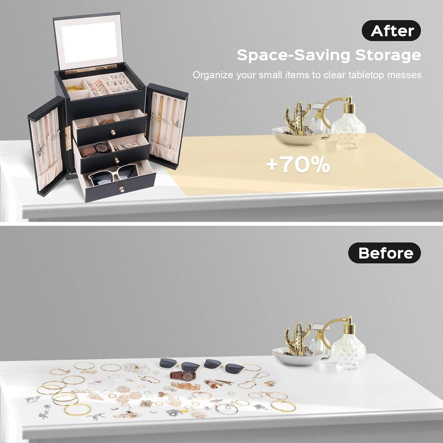 Large Jewelry Box for Women, Jewelry Organizer Box with 3 Drawers, Jewelry Stora | eBay