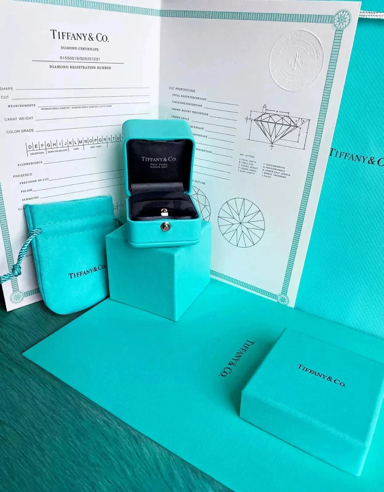Tiffany & Co Engagement Ring Box + Outer Box + Pouch + Certificate + Folder +Bag | eBay