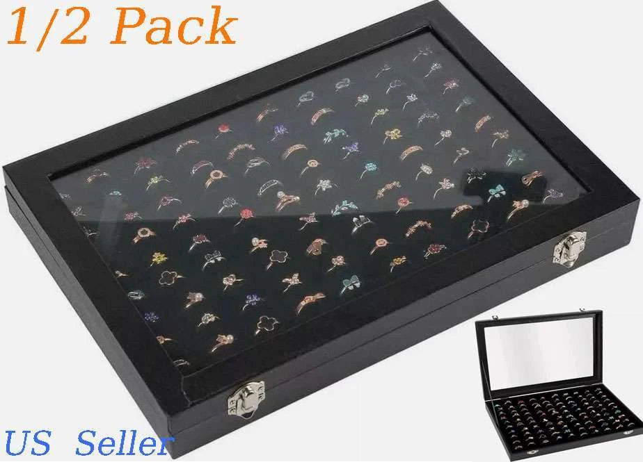 1-3 Pack 100 Slots Jewelry Ring Display Organizer Tray Holder Storage Boxes Case | eBay