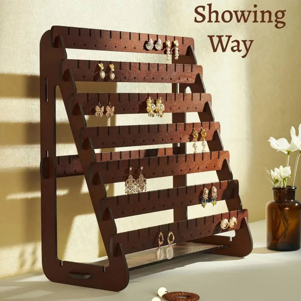 Wood Earring Display Rack Stand Holder For Stud Hook Earrings Jewelry Organizer | eBay